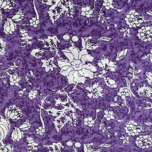 Purple Floral Print Cotton Fabric 16217