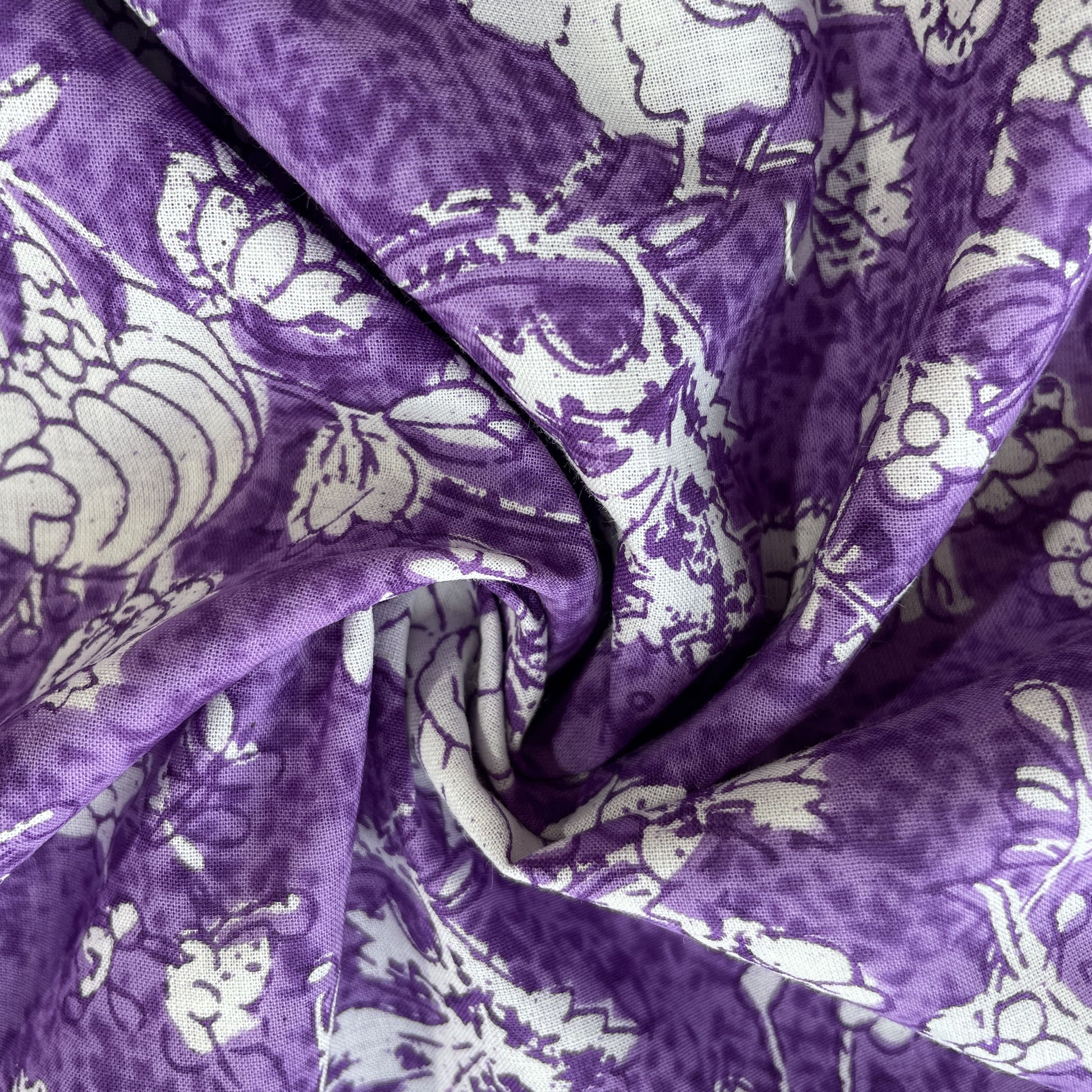 Purple Floral Print Cotton Fabric 16217