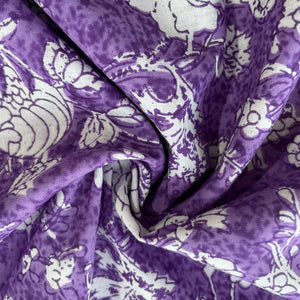 Purple Floral Print Cotton Fabric 16217