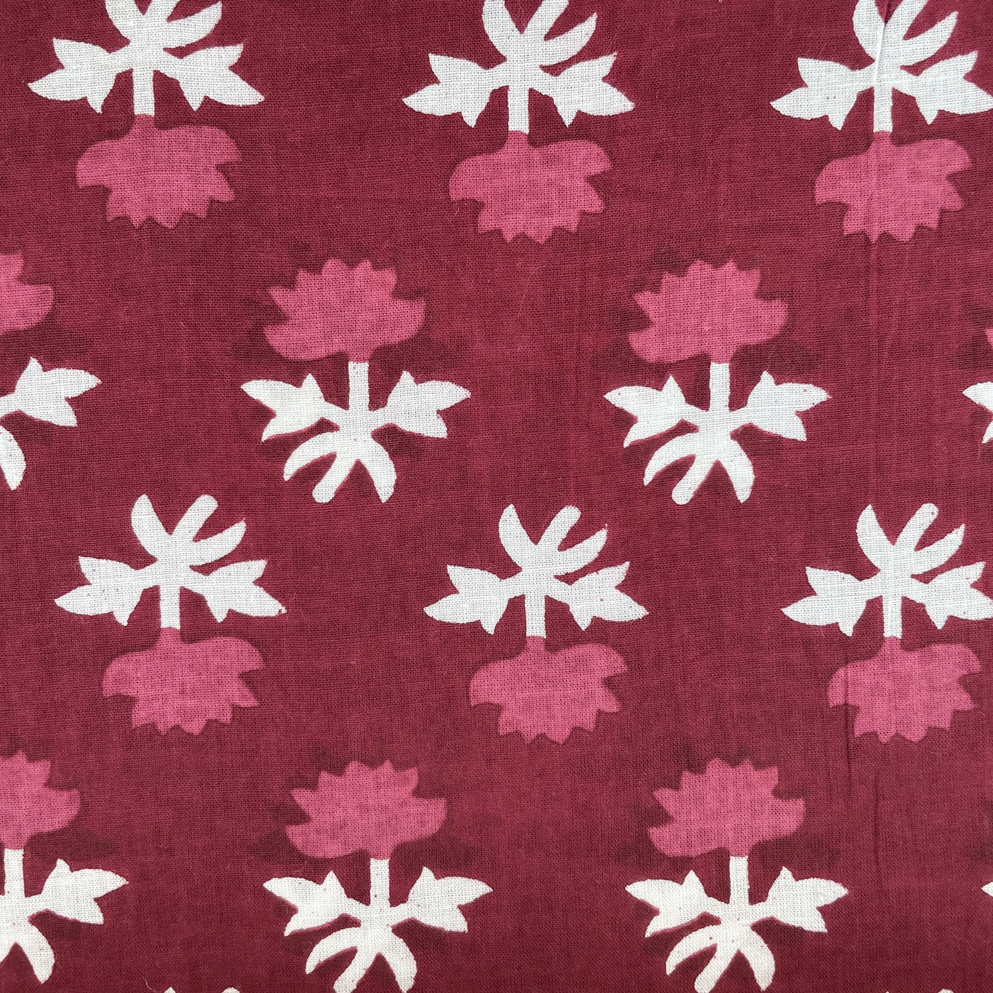 White & Pink Floral Thread Embroidery Cotton Fabric 11697