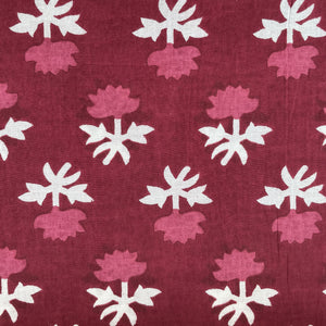White & Pink Floral Thread Embroidery Cotton Fabric 11697