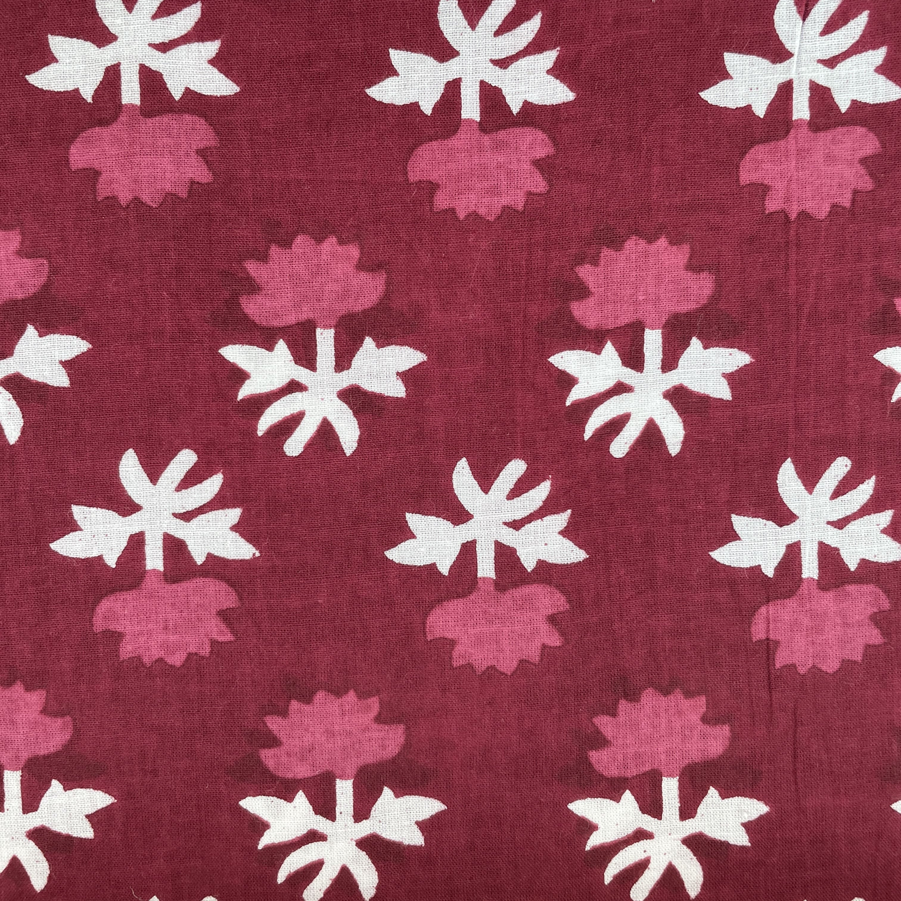 White & Pink Floral Thread Embroidery Cotton Fabric 11697
