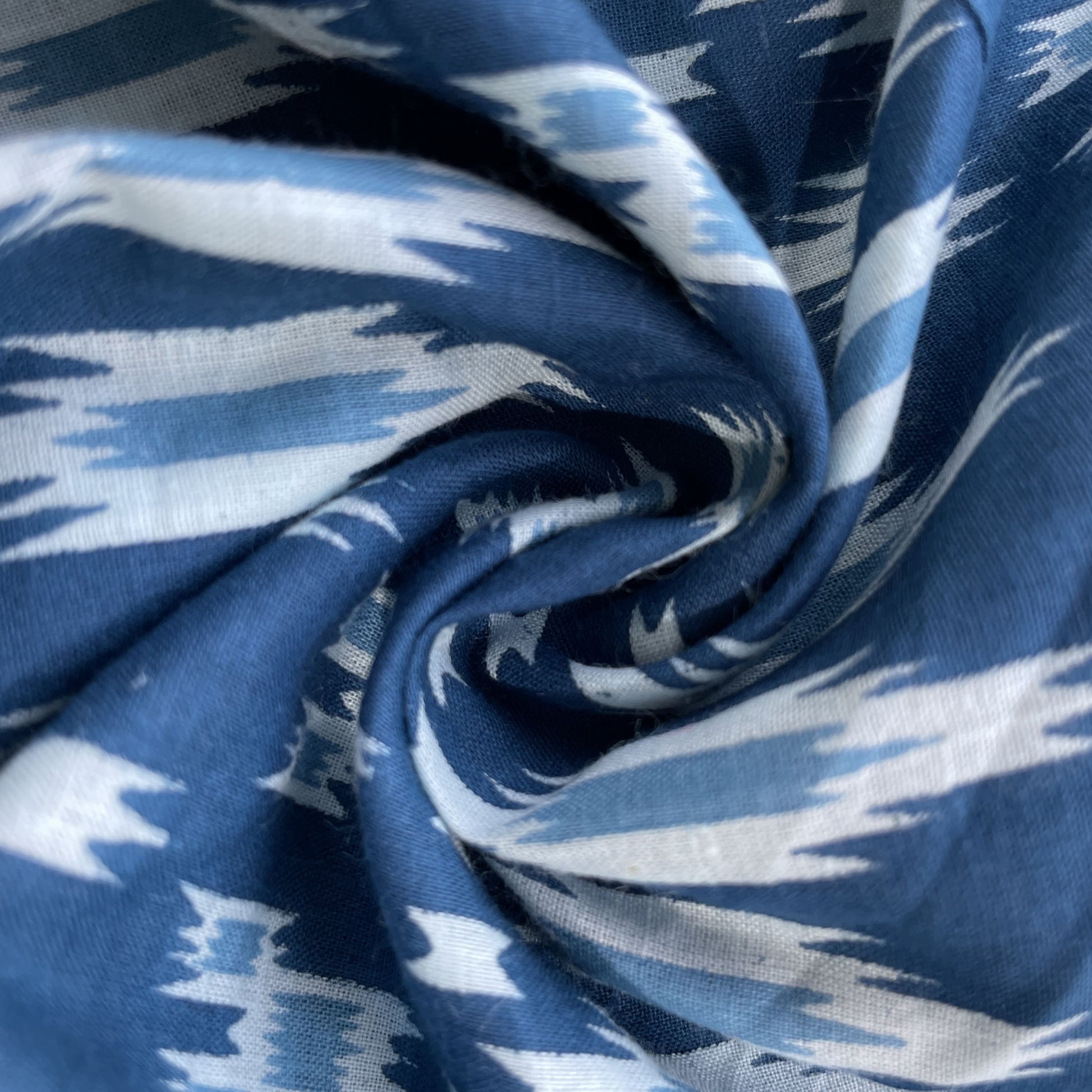 Blue Ikkat Print Cotton Fabric 16229