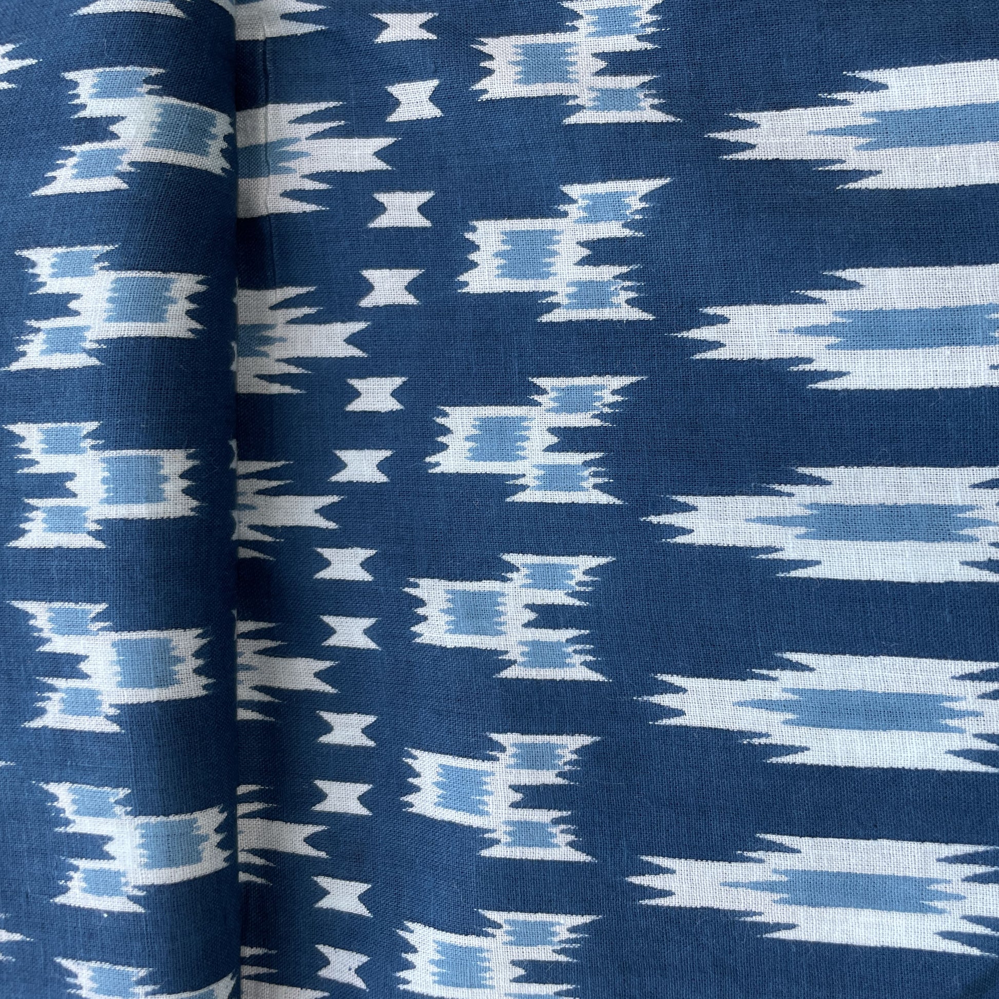 Blue Ikkat Print Cotton Fabric 16229
