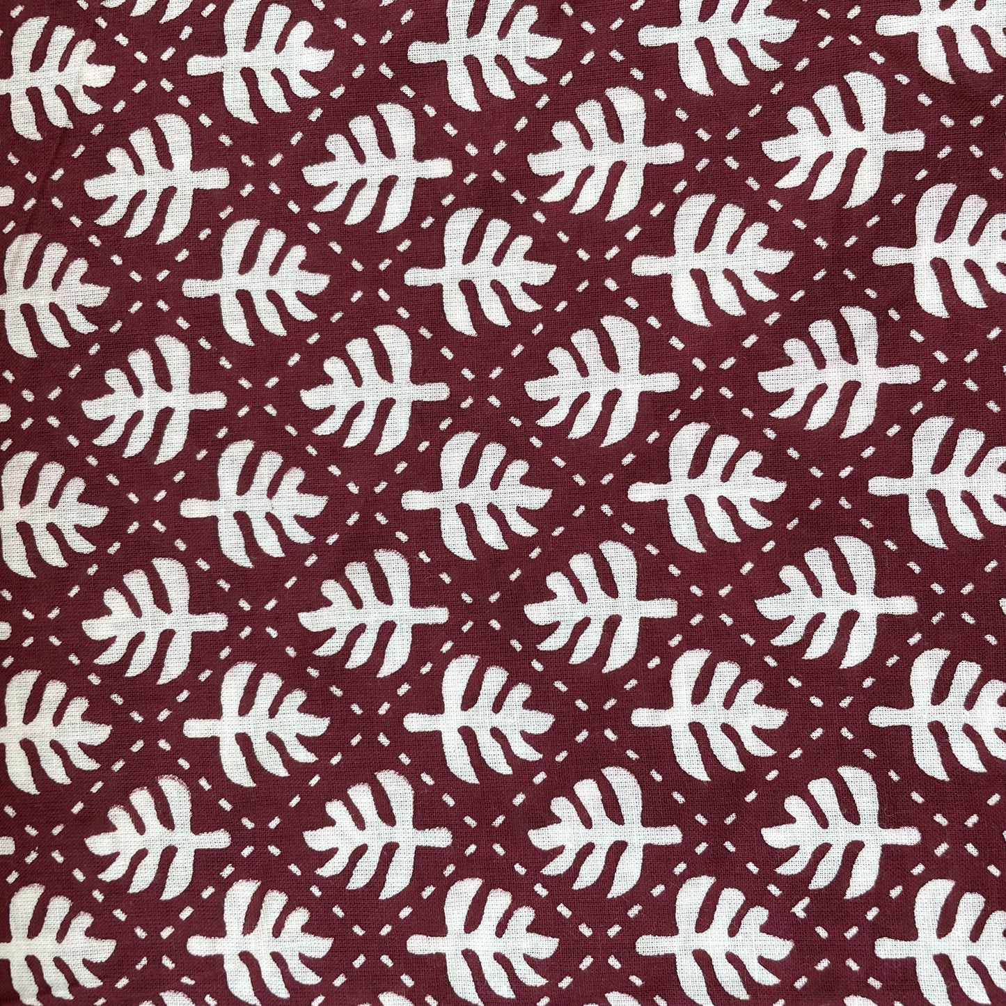 Maroon Dabu Print Cotton Fabric 16056