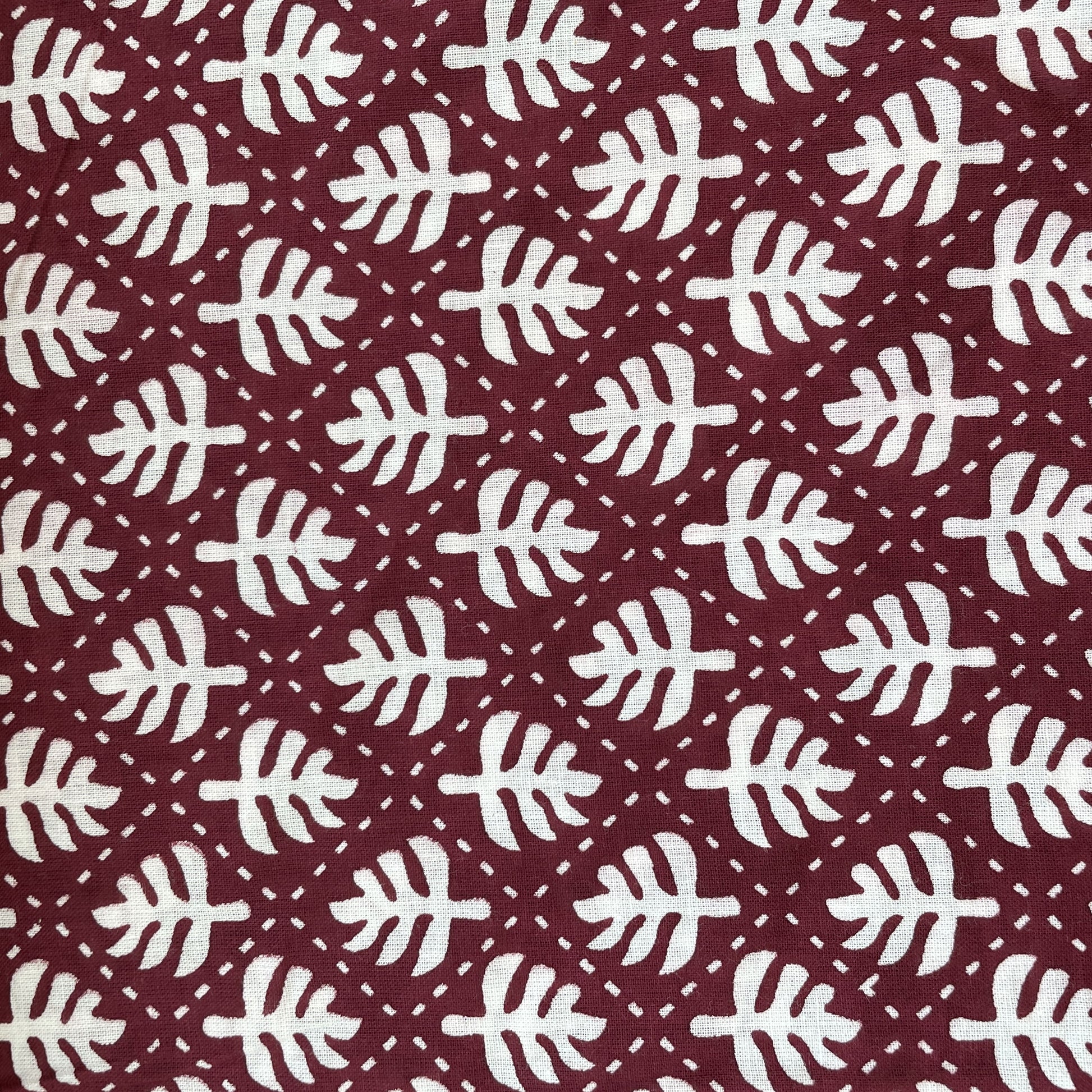 Maroon Dabu Print Cotton Fabric 16056