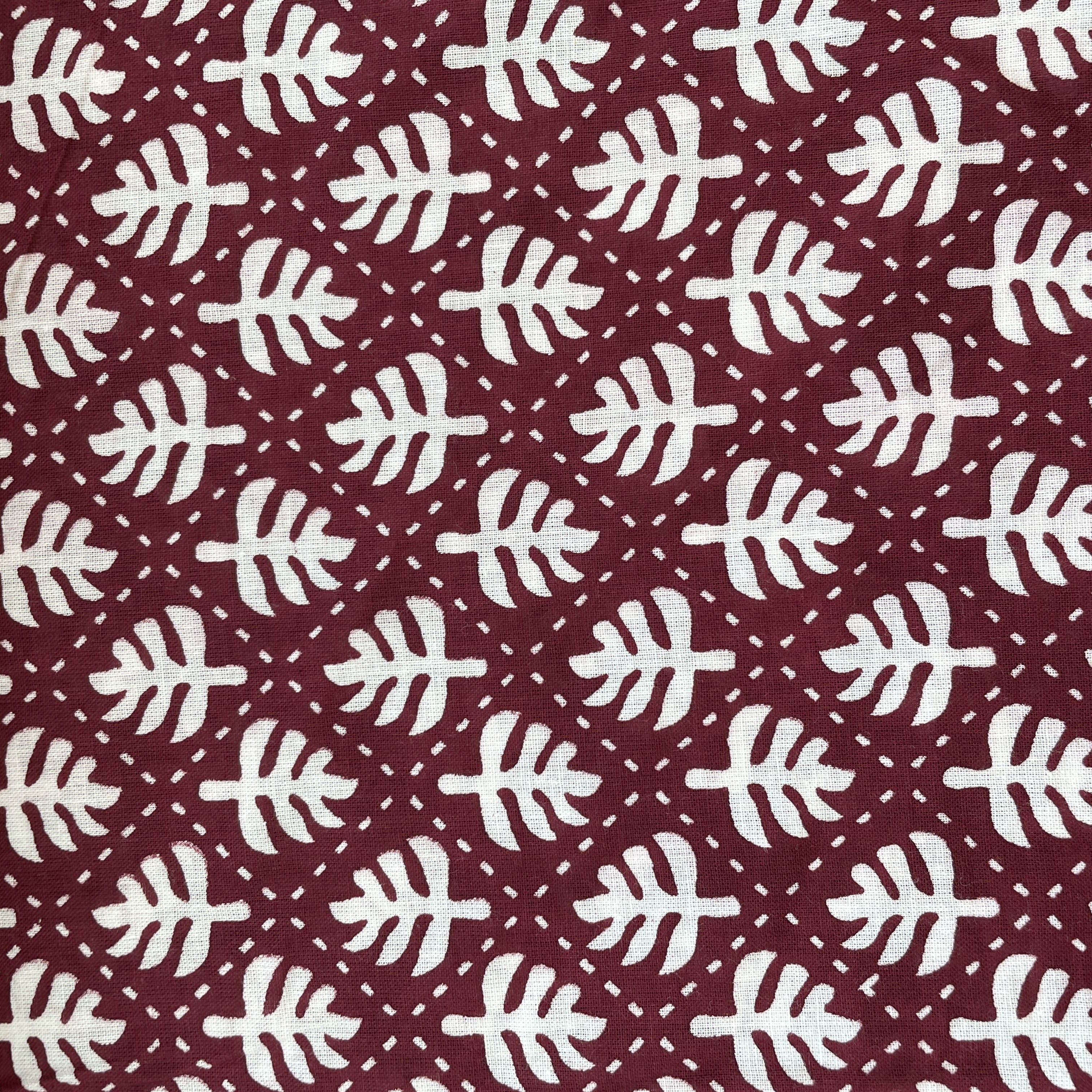 Maroon Dabu Print Cotton Fabric 16056
