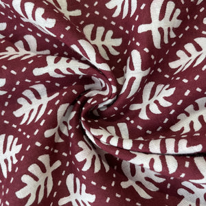 Maroon Dabu Print Cotton Fabric 16056