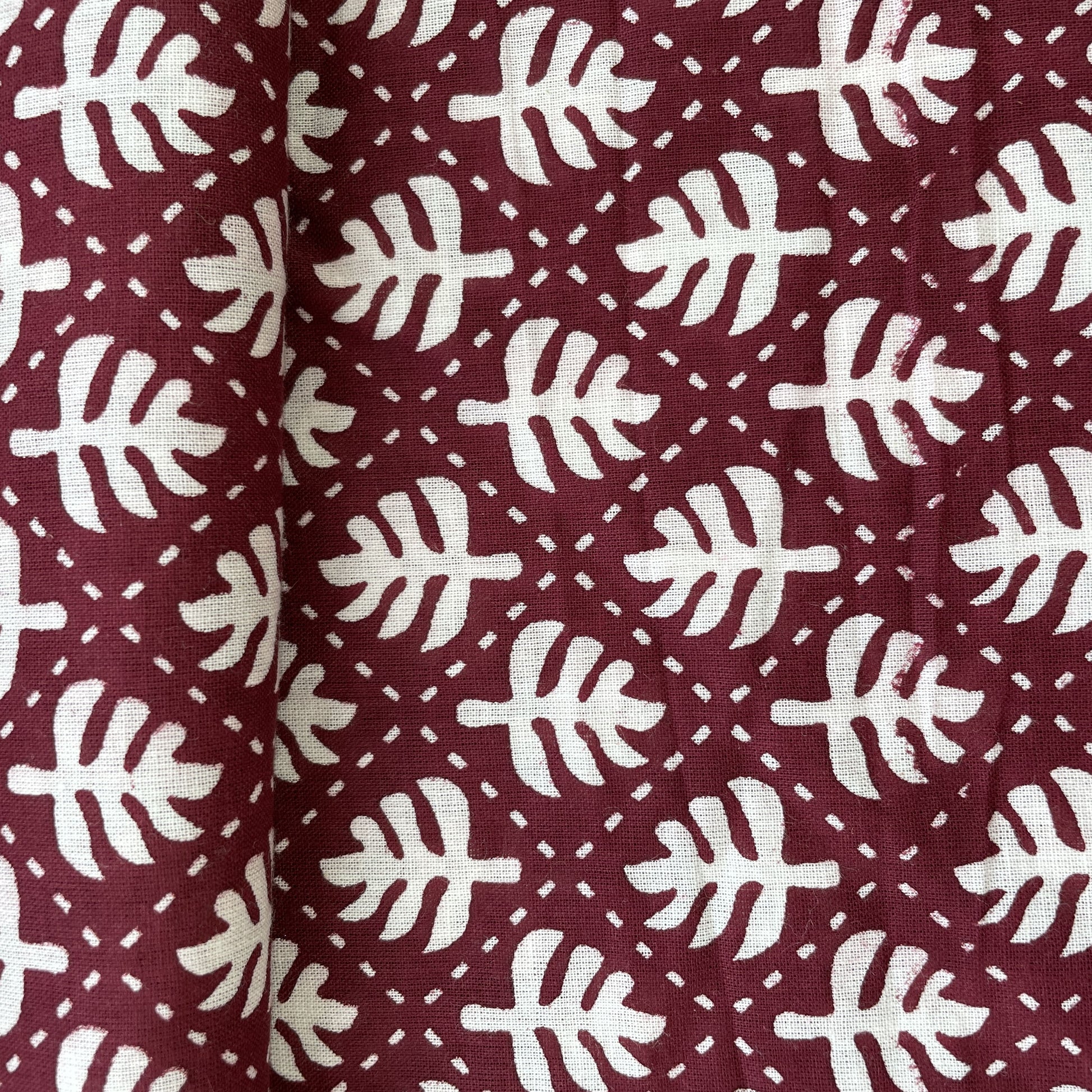 Maroon Dabu Print Cotton Fabric 16056