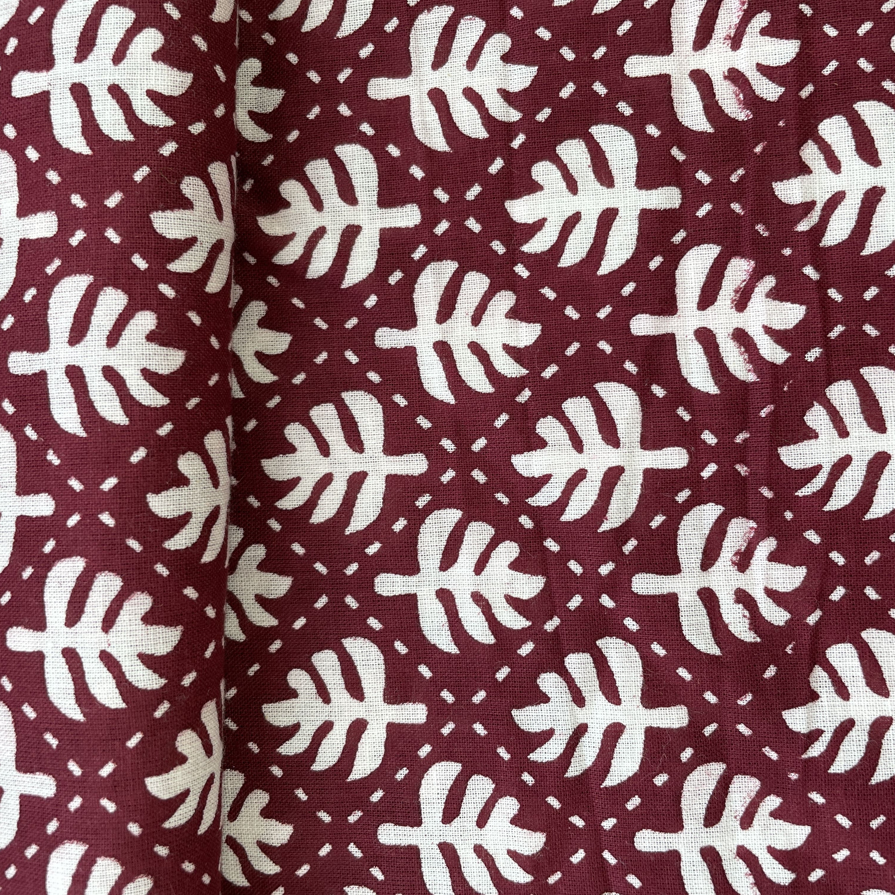 Maroon Dabu Print Cotton Fabric 16056