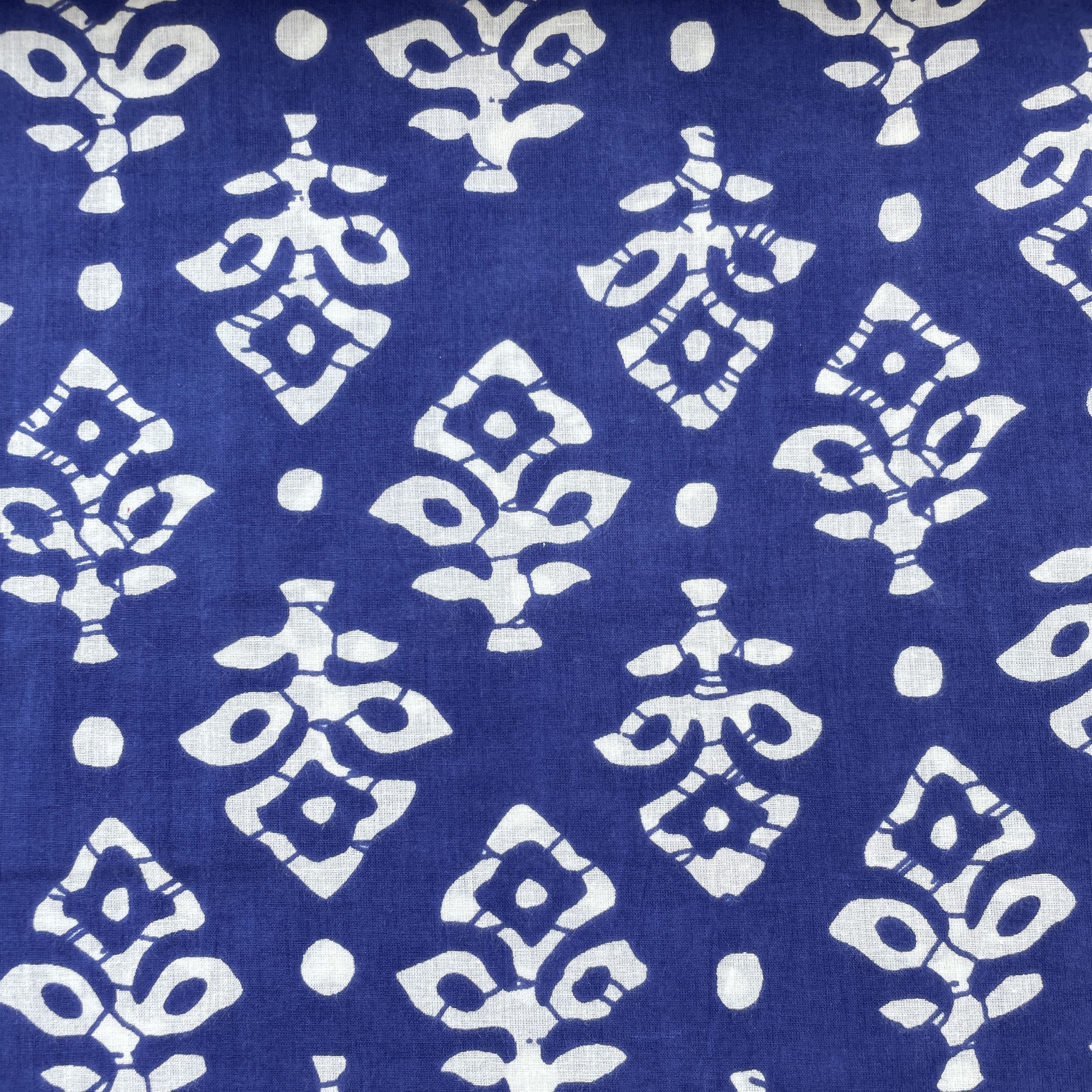 Blue & White Floral Print Cotton Fabric 11798