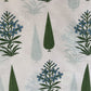Peach Pink & Green Floral With Lurex Cotton Fabric 12028
