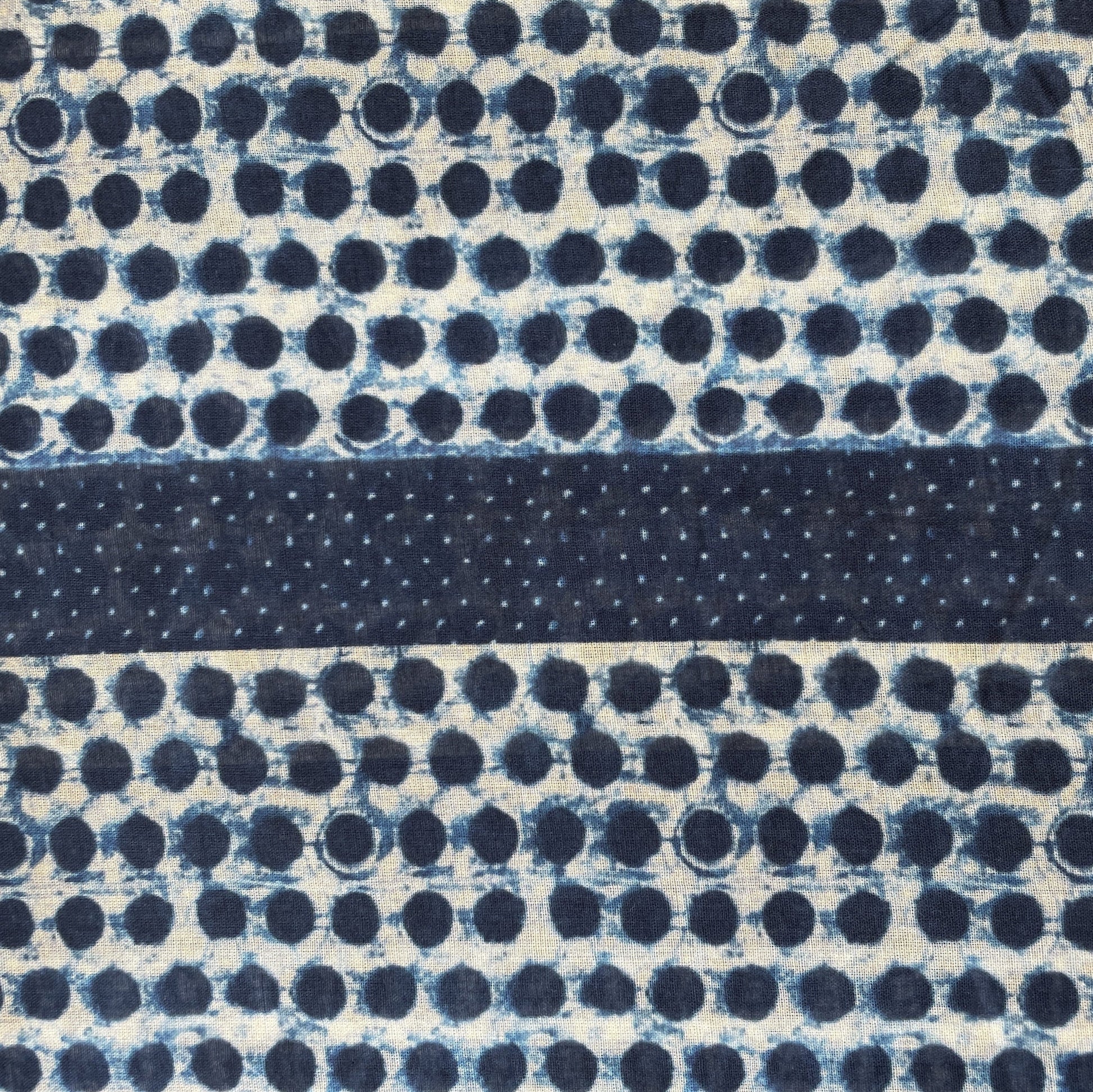 Black and Yellow Indigo Handblock Print Mulmul Fabric 17719