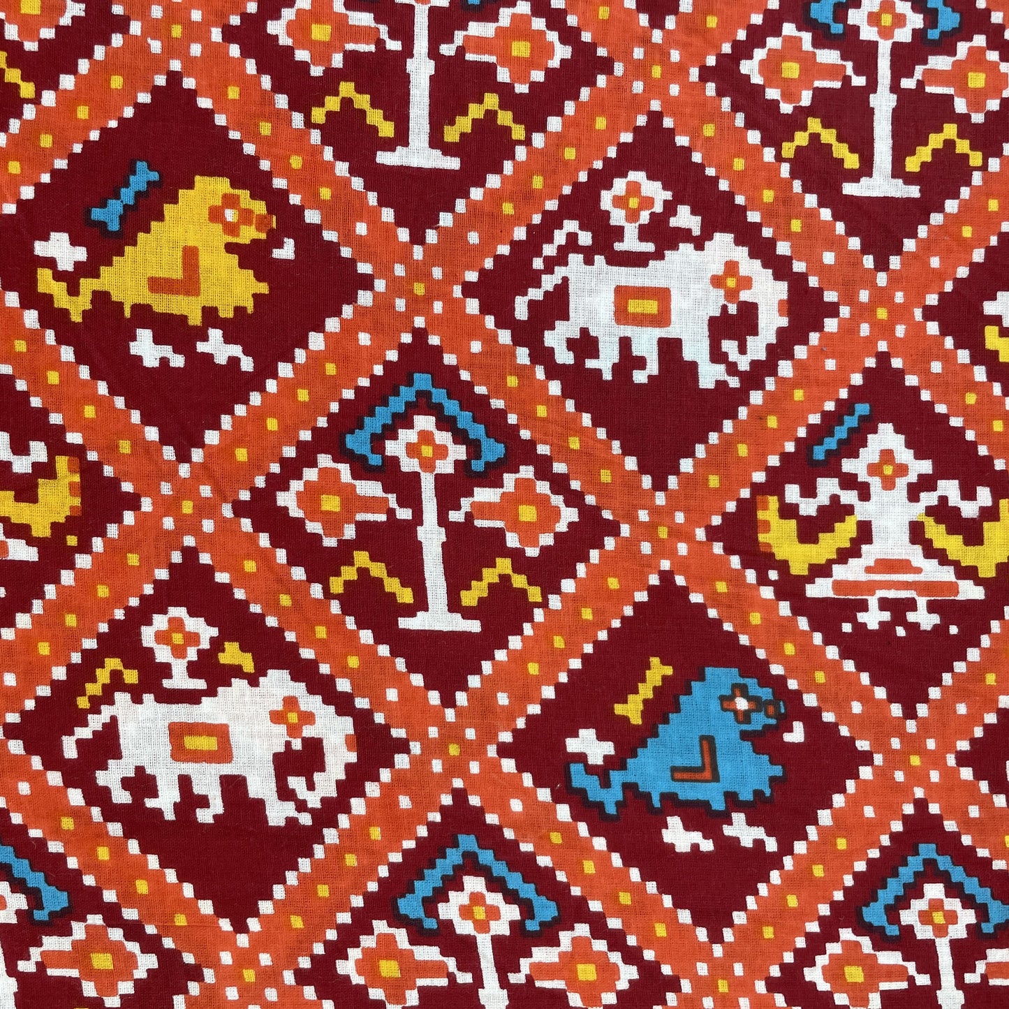 Orange Patola Print Cotton Fabric 16252