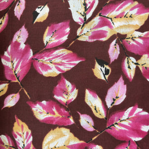 Maroon Tropical Print Cotton Fabric 16222