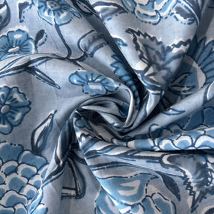 Blue Floral Tropical Print Cotton Fabric 16228