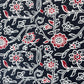 Black Red Floral Print Cotton Fabric 16112