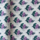 White Purple Floral Print Cotton Fabric 16066