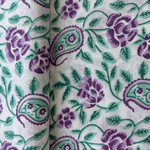 White Purple Paisley Print Cotton Fabric 16063
