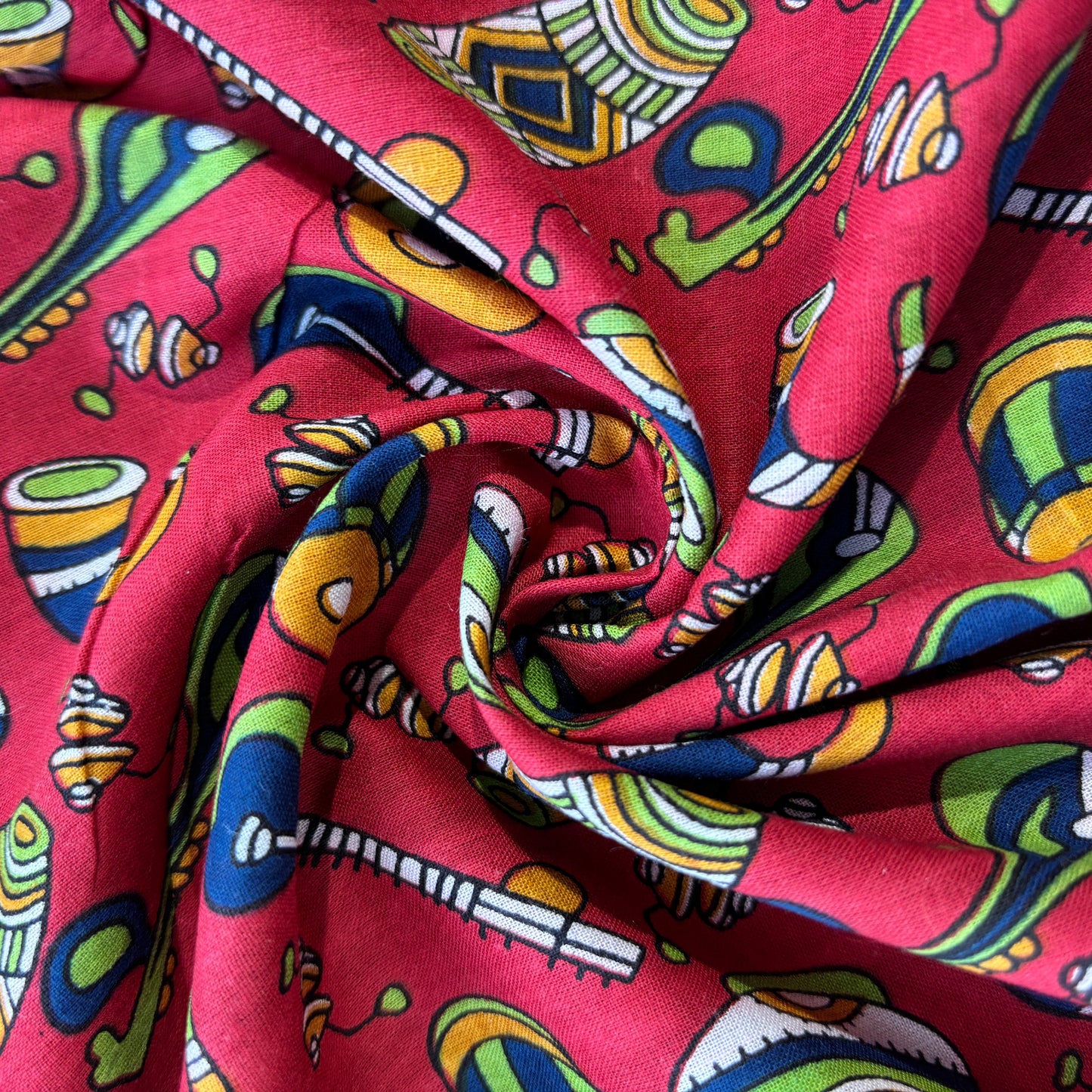 Red Music Print Cotton Fabric 11789