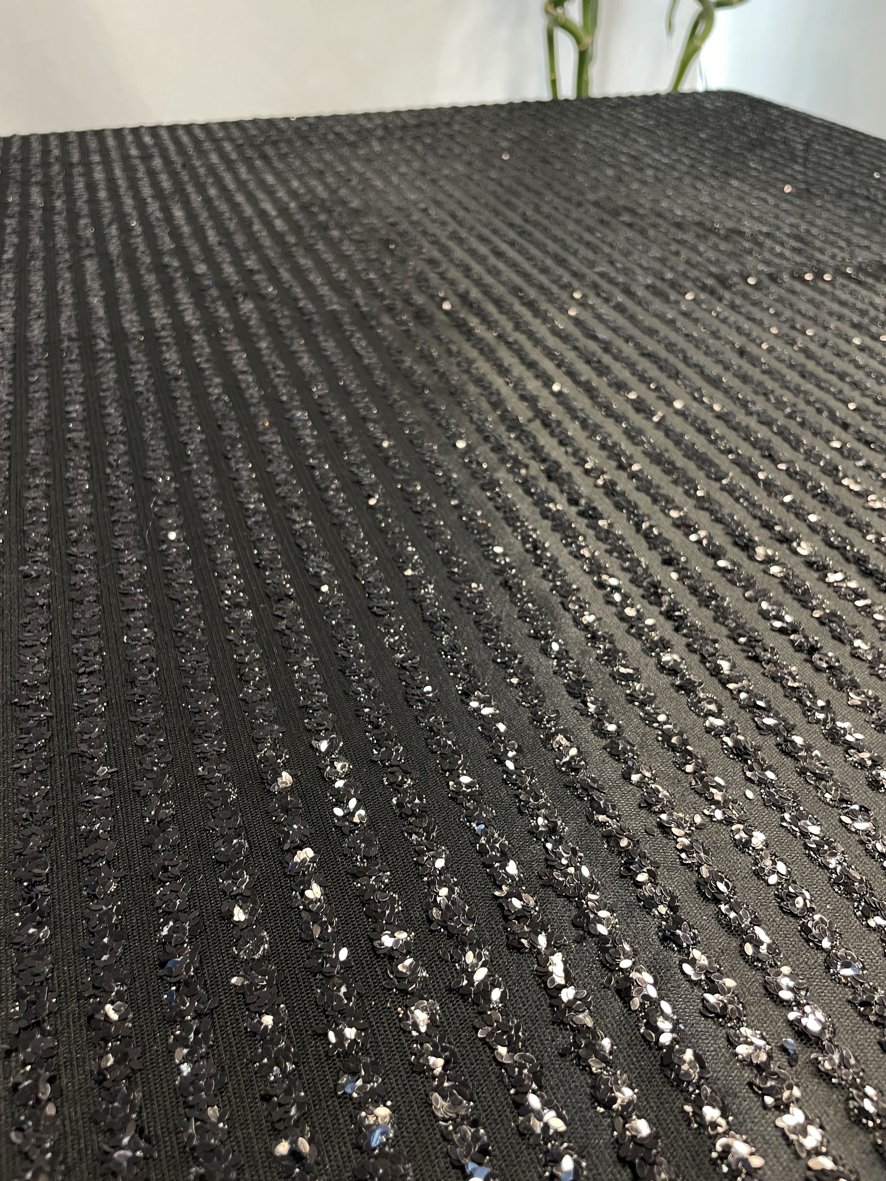 Premium Black Bonded Glitter Net Fabric