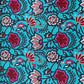 Sky Blue with Pink Floral Print Cotton Fabric 7030