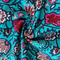 Sky Blue with Pink Floral Print Cotton Fabric 7030