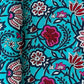 Sky Blue with Pink Floral Print Cotton Fabric 7030