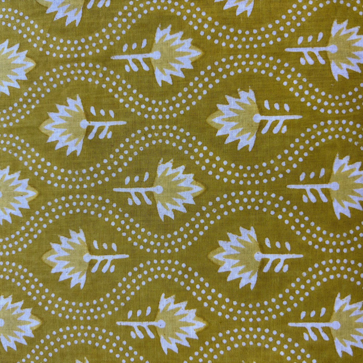 Lemon Yellow Dabu Print Cotton Fabric 16106