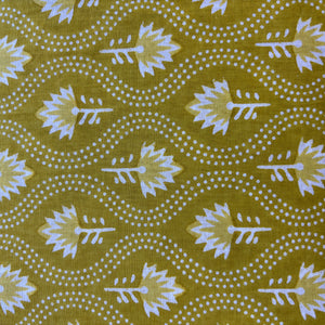 Lemon Yellow Dabu Print Cotton Fabric 16106