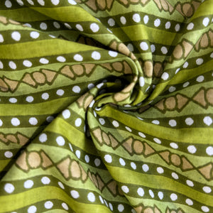 Green Floral Stripes Print Cotton Fabric 16116