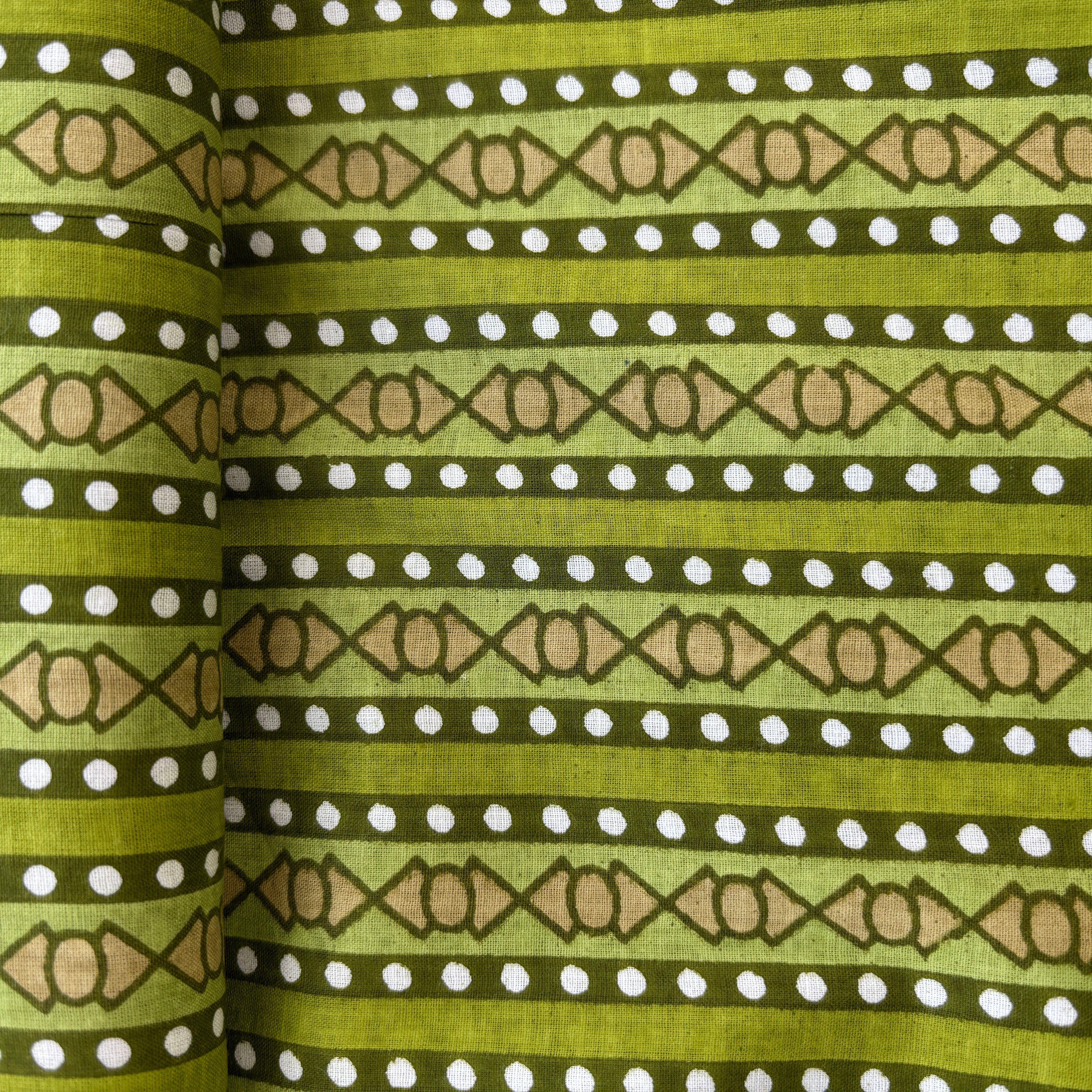 Green Floral Stripes Print Cotton Fabric 16116