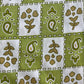 White Green Floral Stripes Print Cotton Fabric 16117