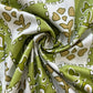 White Green Floral Stripes Print Cotton Fabric 16117