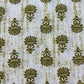 White & Green Floral Print Cotton Fabric 8903