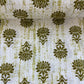 White & Green Floral Print Cotton Fabric 8903
