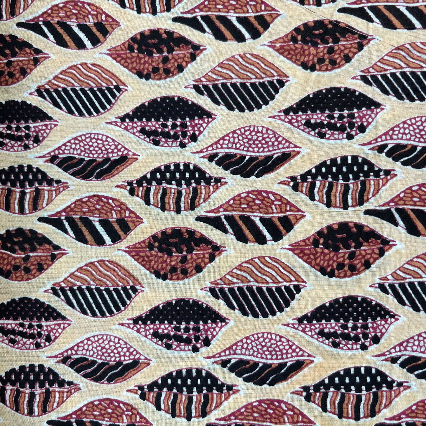 Cream Multicolor Handblock Print Cotton Fabric 16109