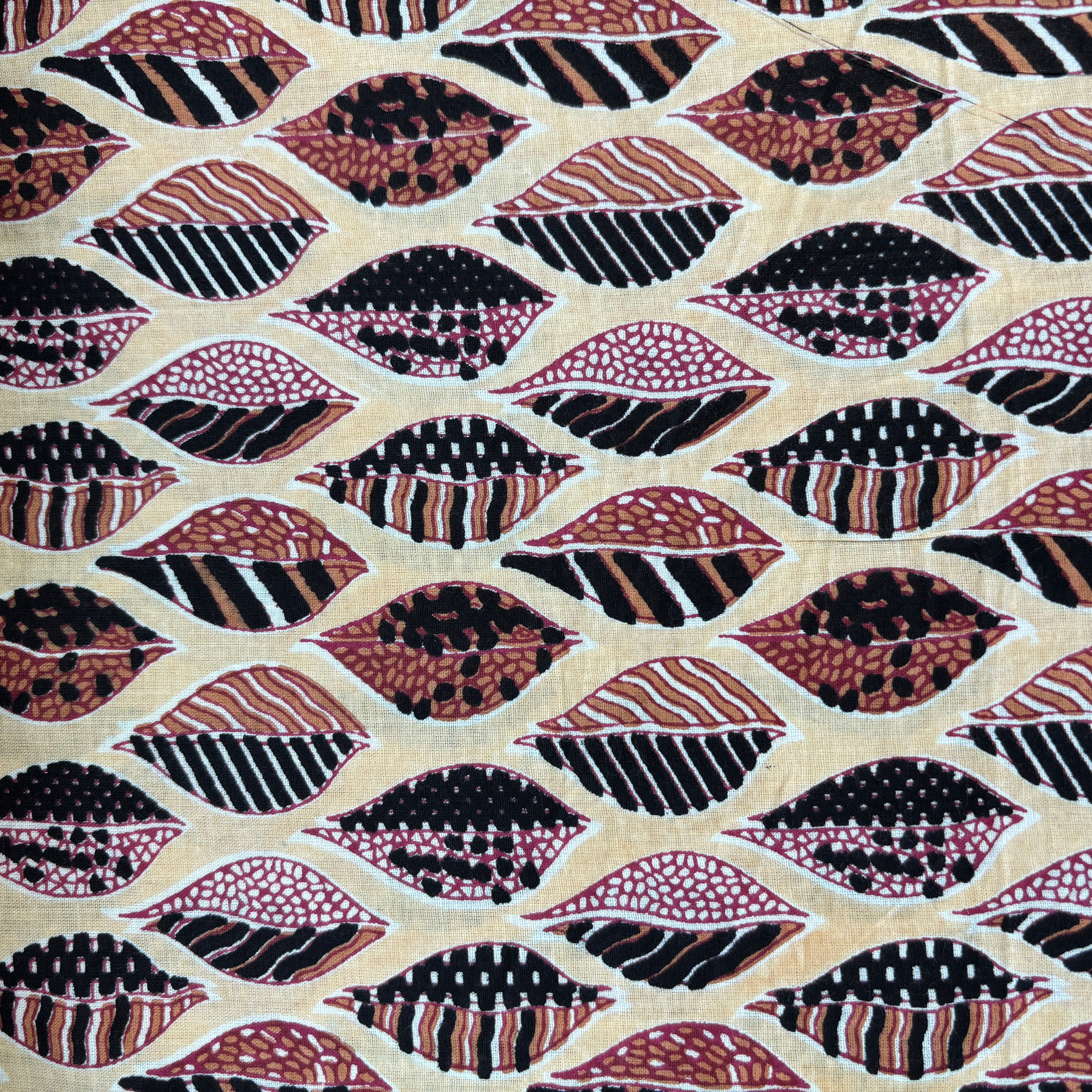 Cream Multicolor Handblock Print Cotton Fabric 16109