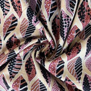 Cream Multicolor Handblock Print Cotton Fabric 16109