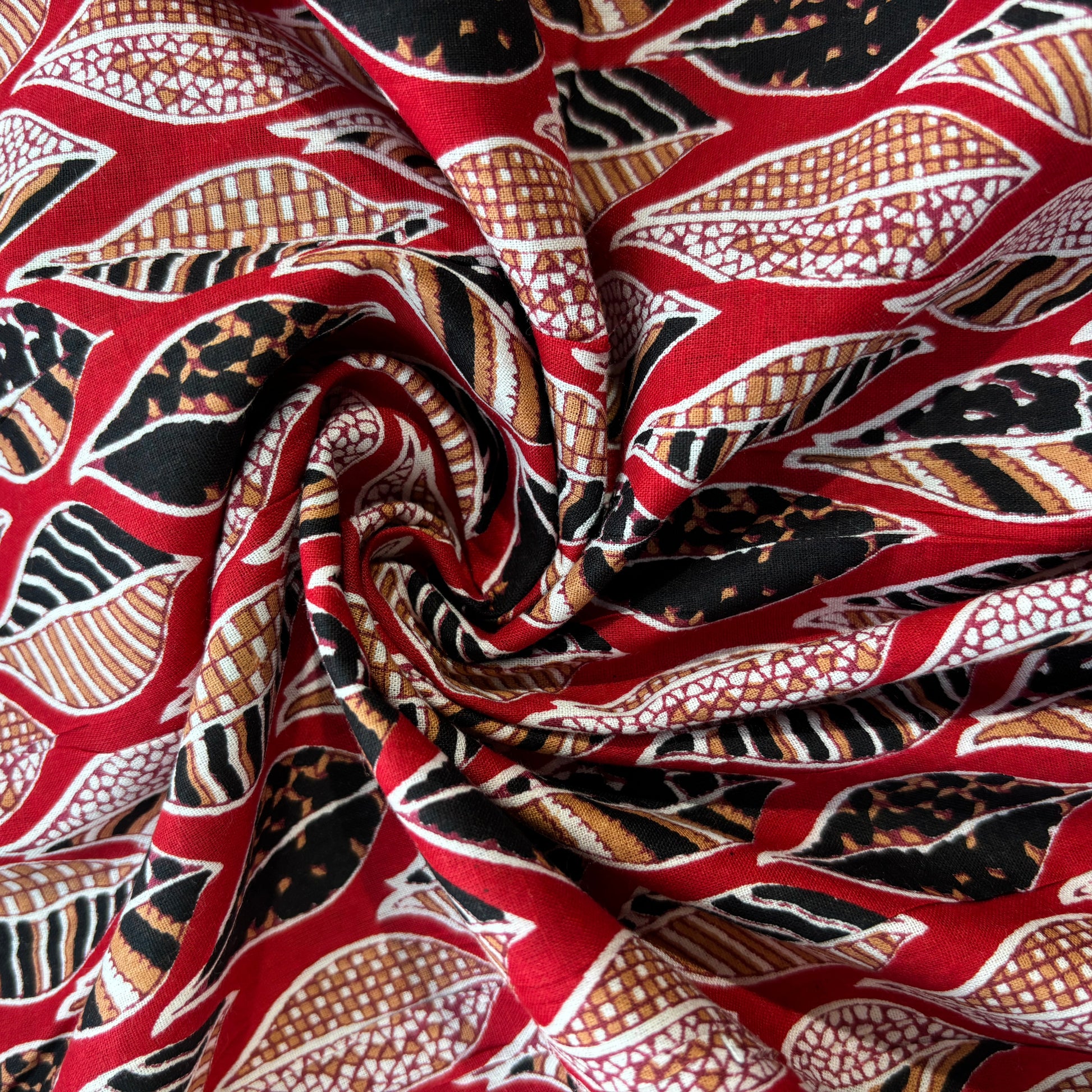 Maroon Multicolor Handblock Print Cotton Fabric 16111