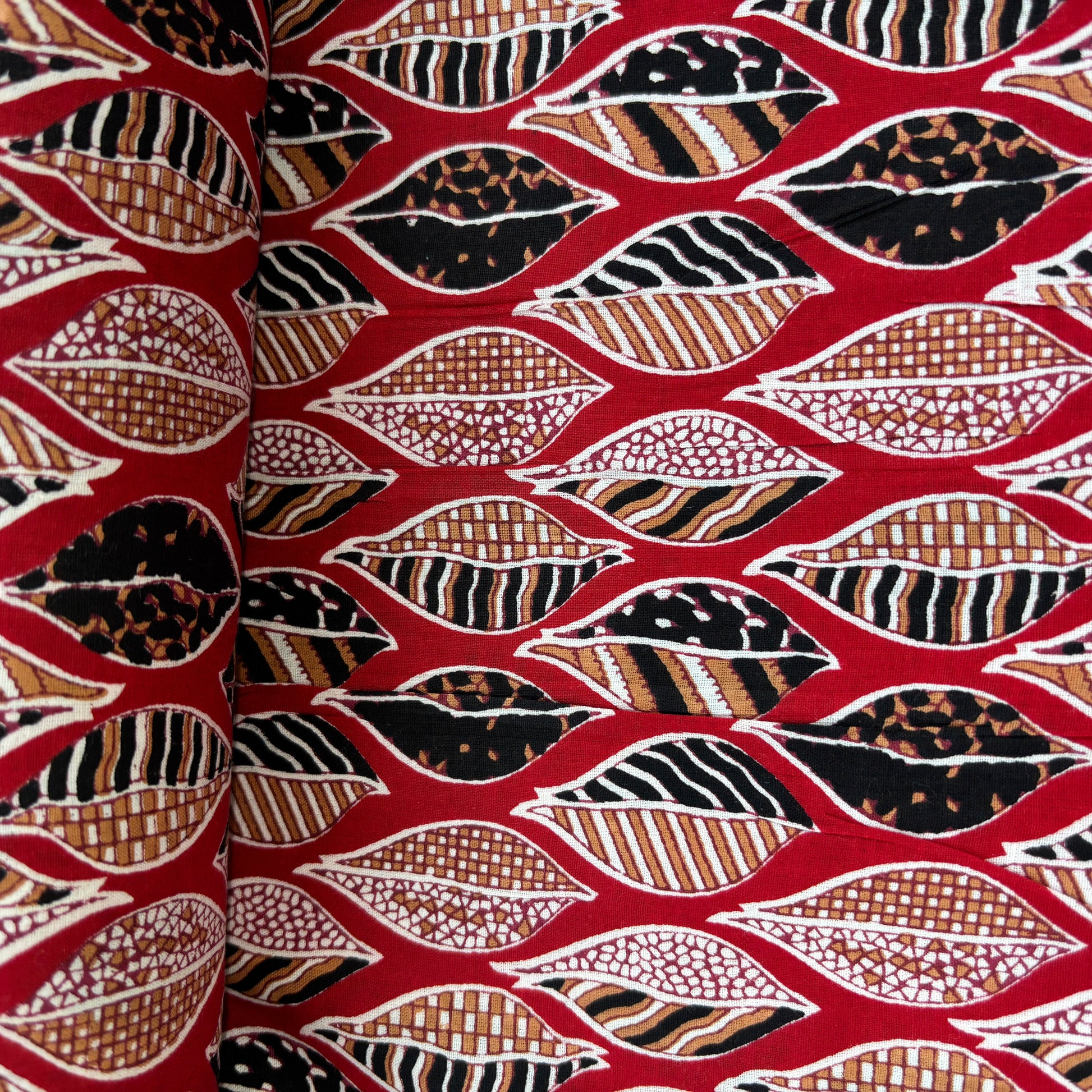Maroon Multicolor Handblock Print Cotton Fabric 16111