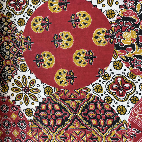 Red Black Ajrakh Print Cotton Fabric 16127