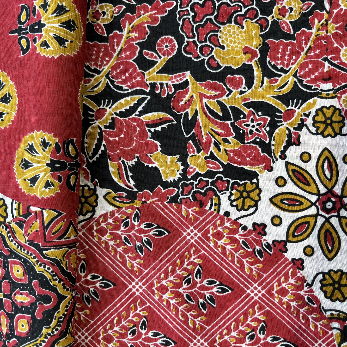 Red Black Ajrakh Print Cotton Fabric 16127