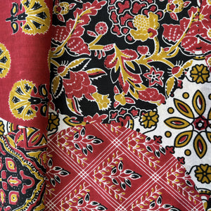 Red Black Ajrakh Print Cotton Fabric 16127