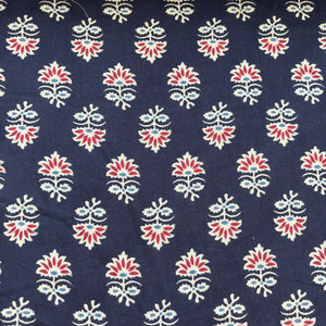 Black Handblock Print Cotton Fabric 16103