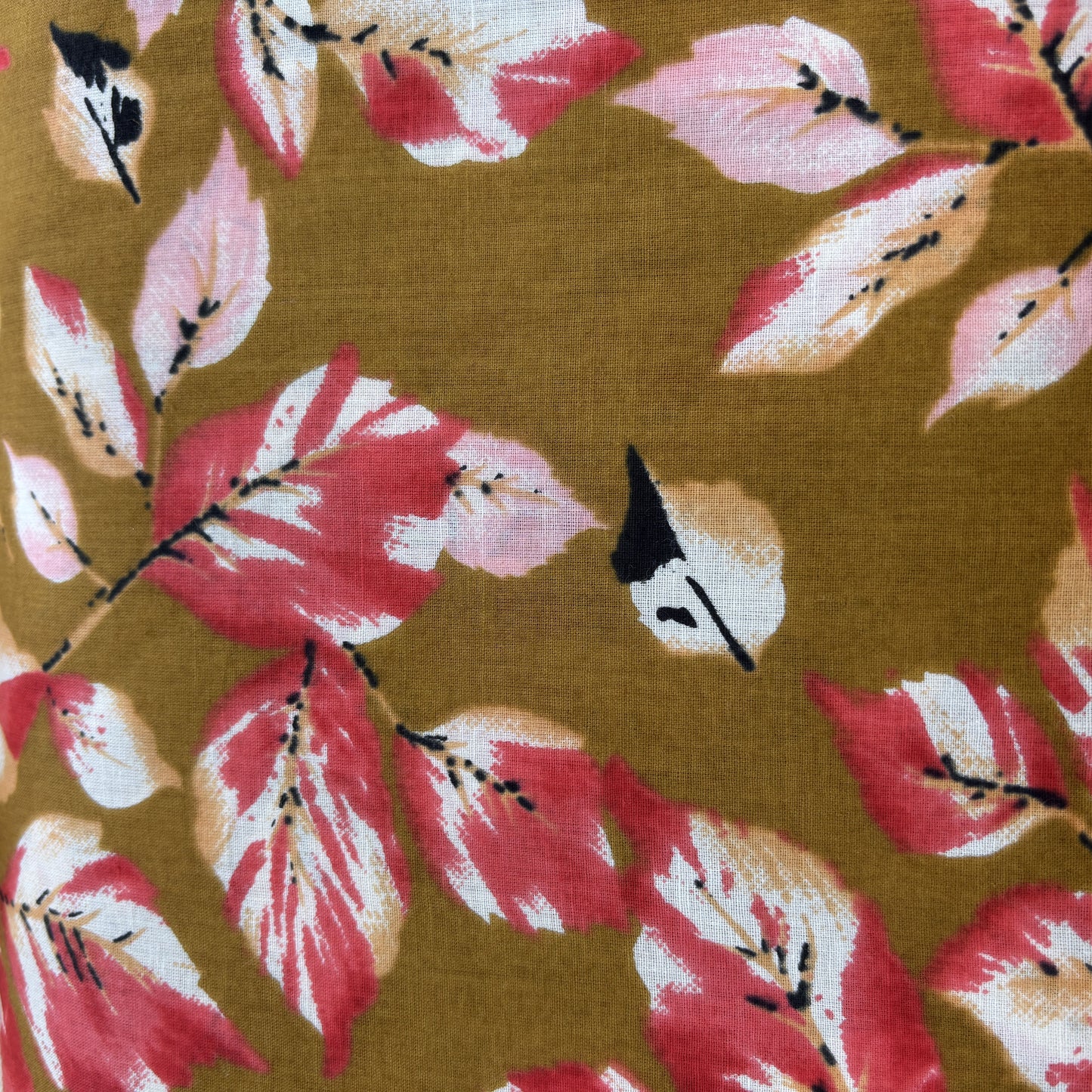 Mustard Yellow Tropical Print Cotton Fabric 16221