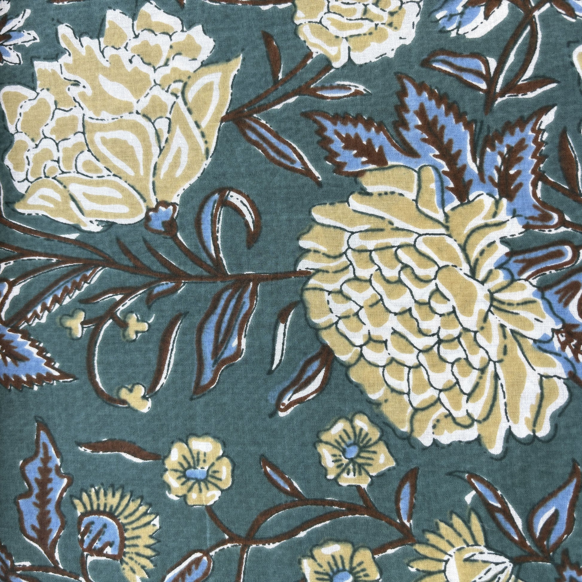 Green Floral Tropical Print Cotton Fabric 16227