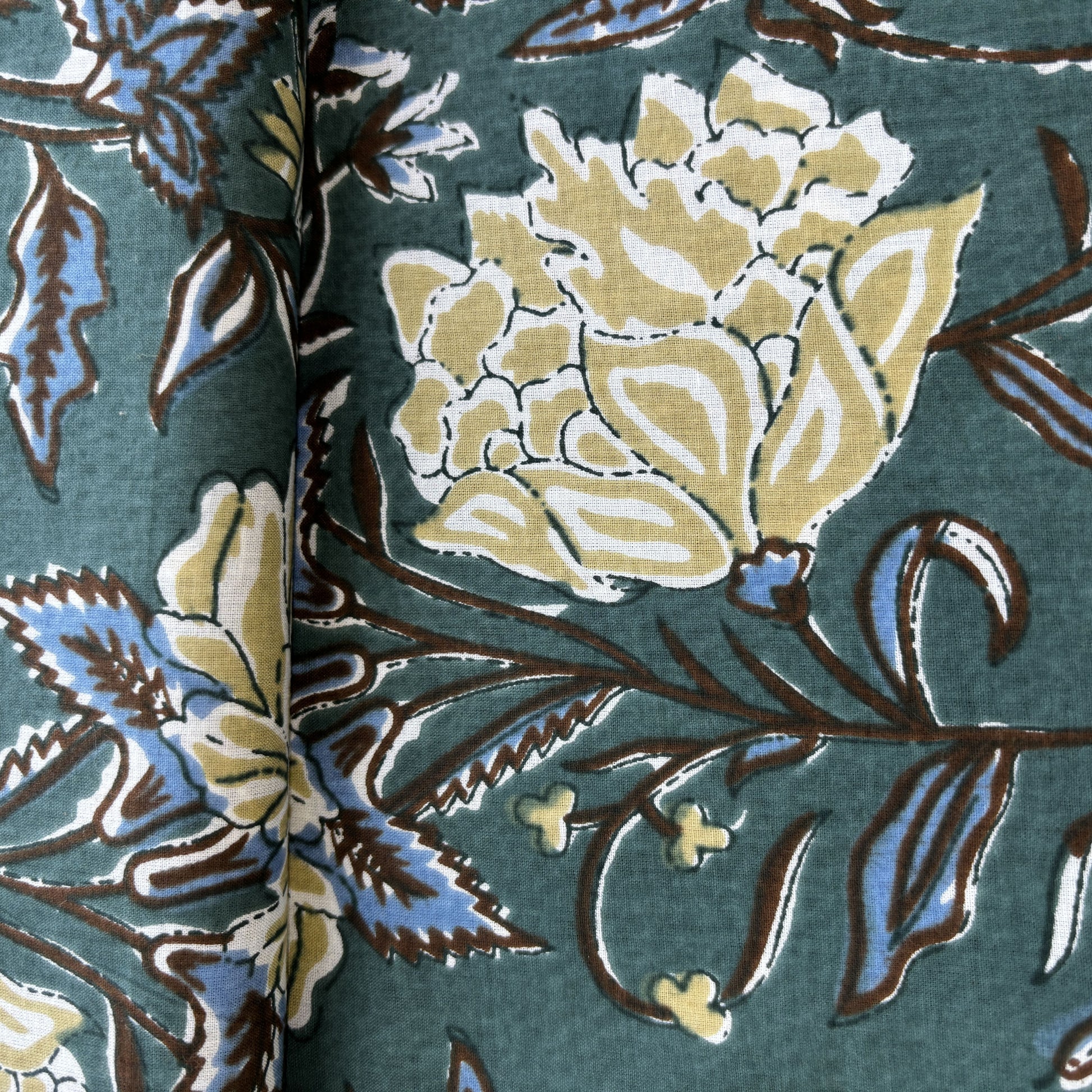 Green Floral Tropical Print Cotton Fabric 16227
