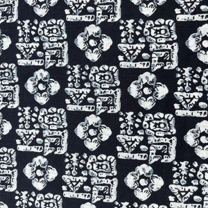 Black White Abstract Print Cotton Fabric 16126