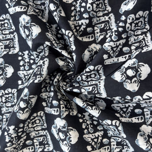 Black White Abstract Print Cotton Fabric 16126